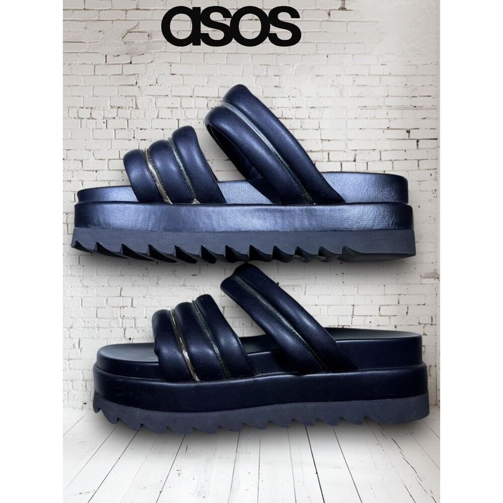 ASOS Sz 9 Thea Padded Platform Mules in Black. Padded Slide Sandals.womens - Picture 10 of 12